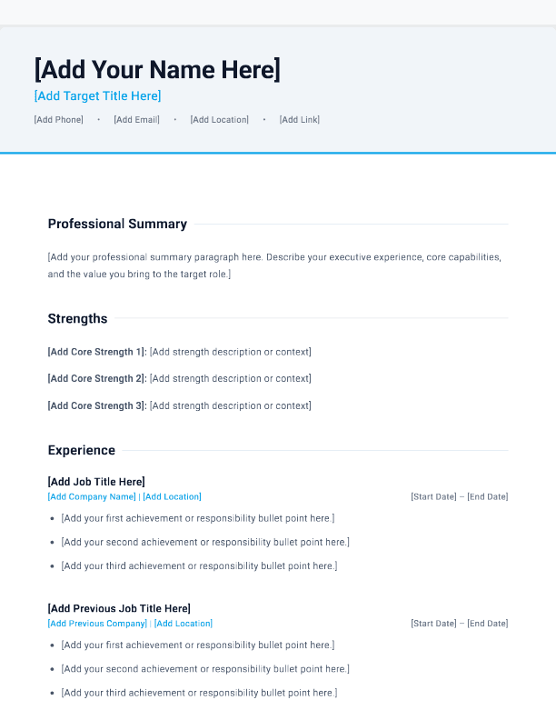 Startup CV template preview